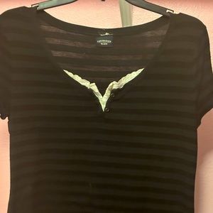 2000’s styled shirt layered black shirt with lace